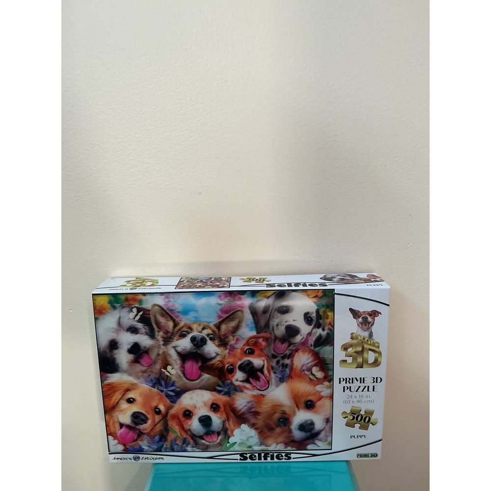 Prime 3D Puppy Selfies 500 Piece Jigsaw Puzzle Fun Family Activity